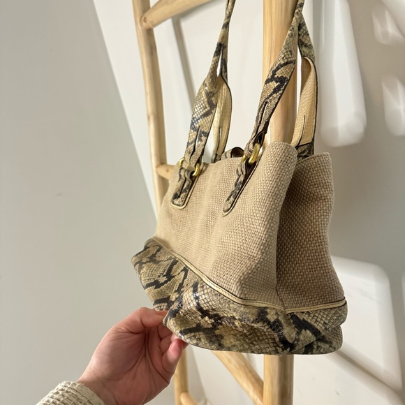 Brahmin snake print leather neutral taupe medium shoulder bag purse - Picture 6 of 15